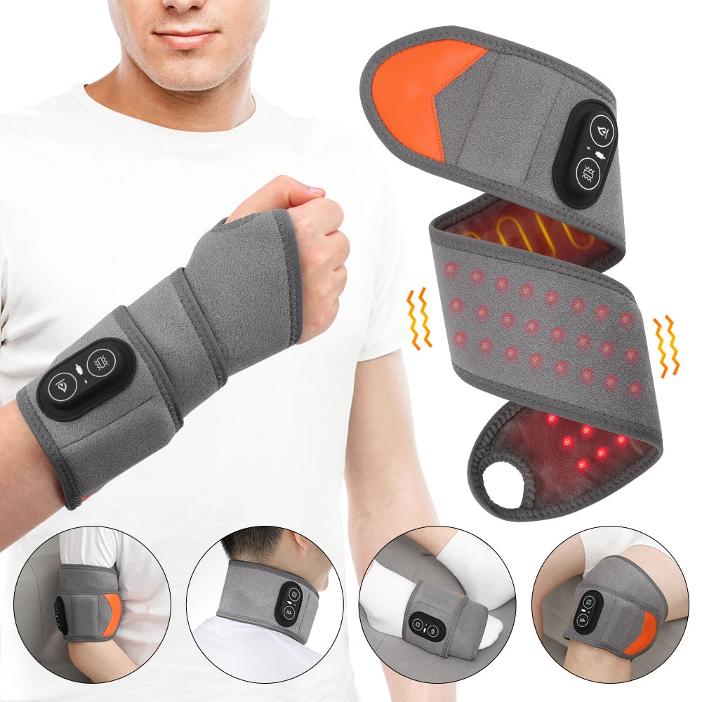 Red Light Therapy Wrist Massager Electric Infrared Heating Pad Vibration Wrap