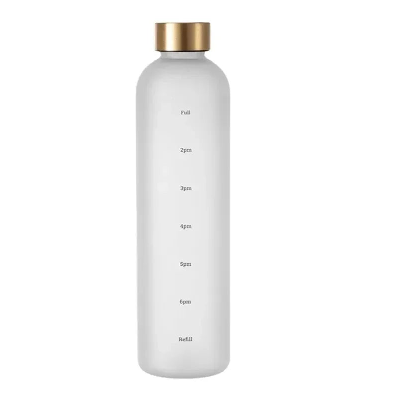1-Liter Motivational Water Bottle | Sports Bottle with Time Markers & Stickers