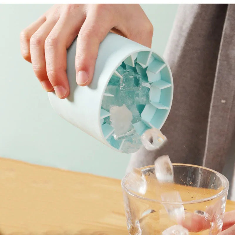 Silicone Round Ice Cube Mold Bucket Refrigerator Freeze Storage Maker Cups