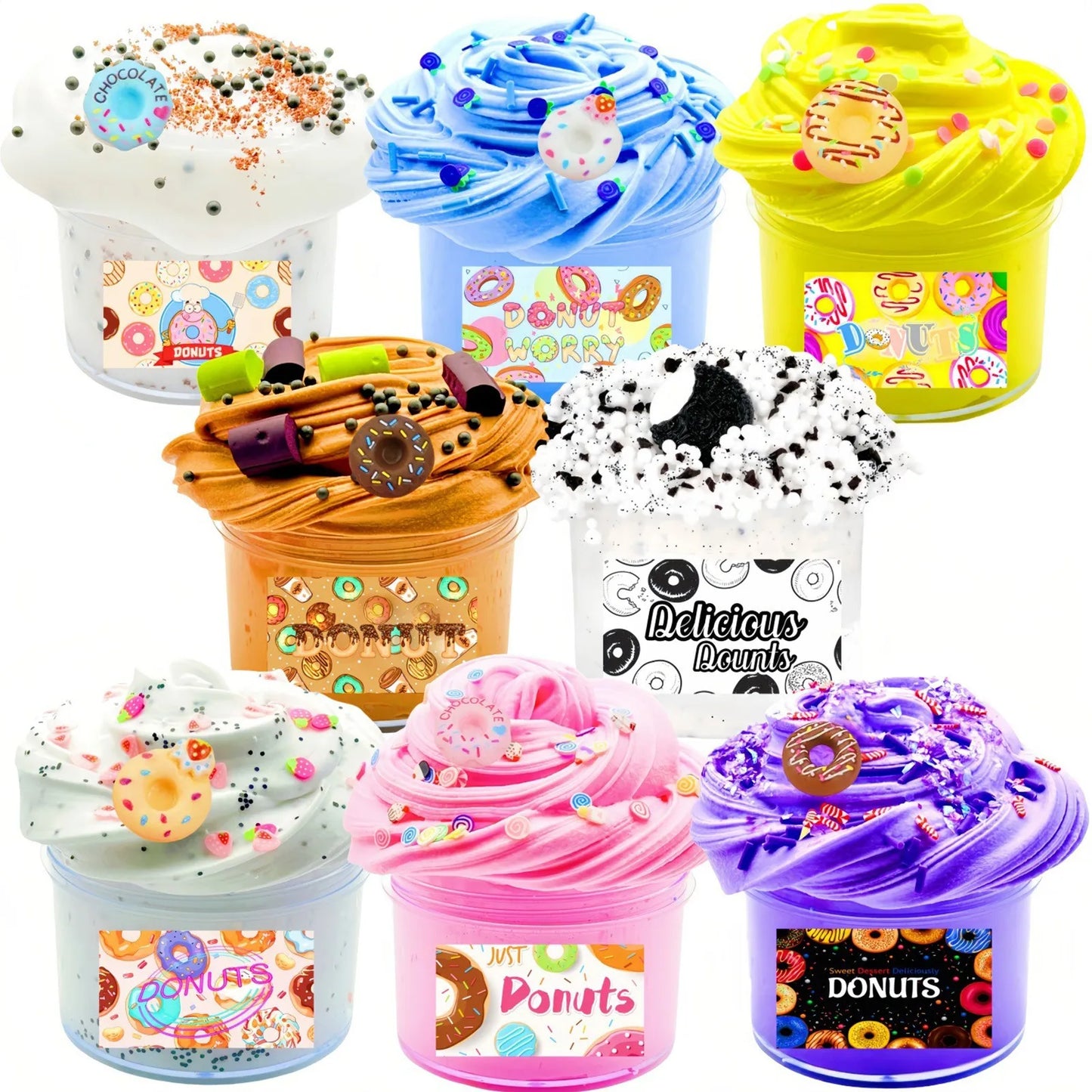 Stretchy Bicolor Butter Slime Kit-Scented DIY Fluffy Super Soft Putty with Strawberry Coffee Charms slime for kid gift Toys