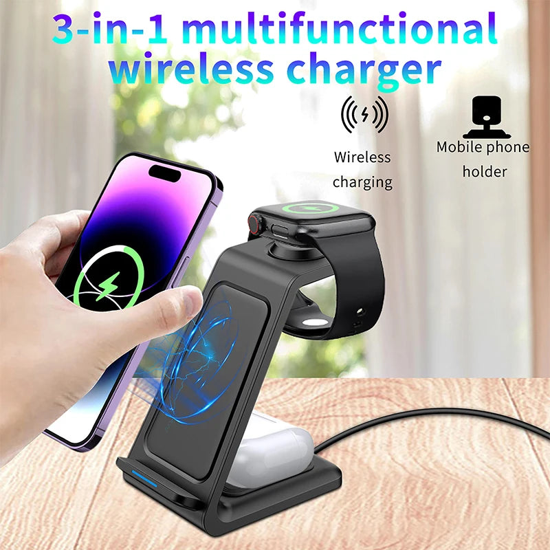 3-in-1 Universal Wireless Charging Station | 30W Fast Charger for iPhone & More