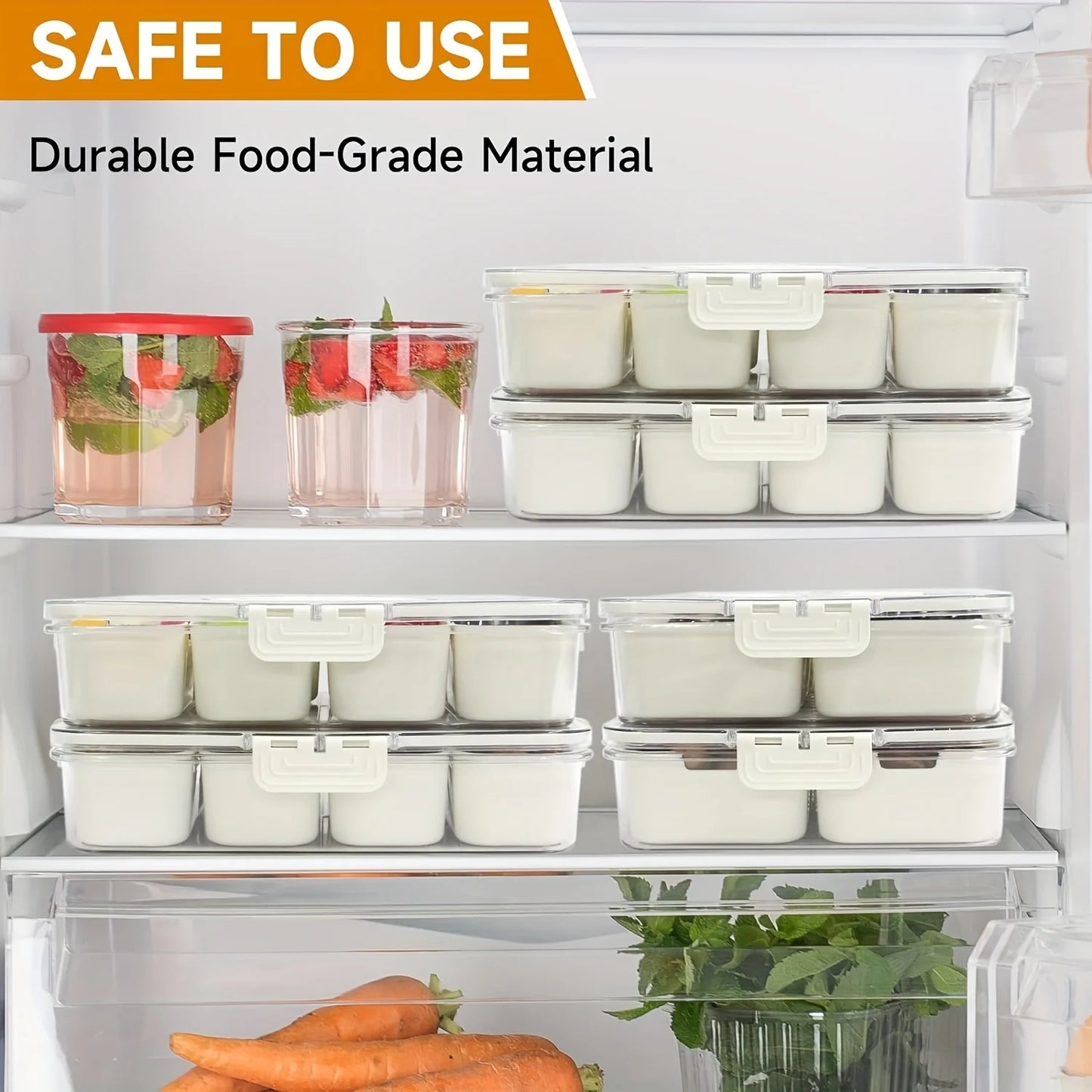 4Grid /8 Grid Snack Box Container, Portable Travel Charcuterie Board with Lid, Refrigerator Food Storage Box, Snack Organizer