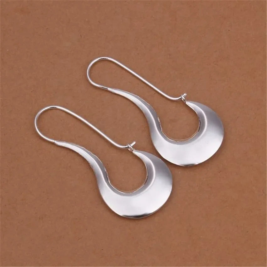 925 Sterling Silver Drop Hoop Earrings for Women