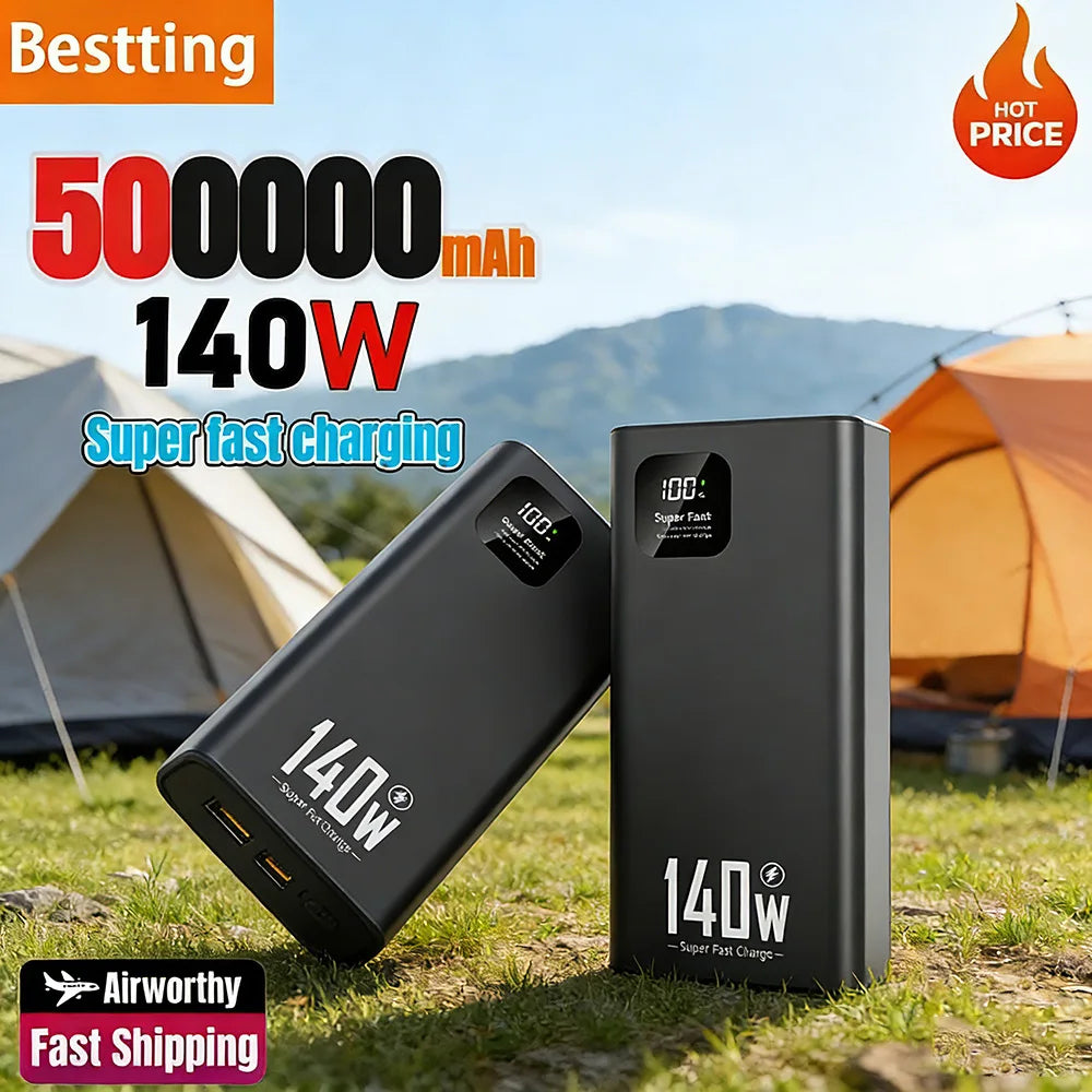 140W Super Fast Charging Power Bank – High Capacity Portable Battery for iPhone, Samsung & More