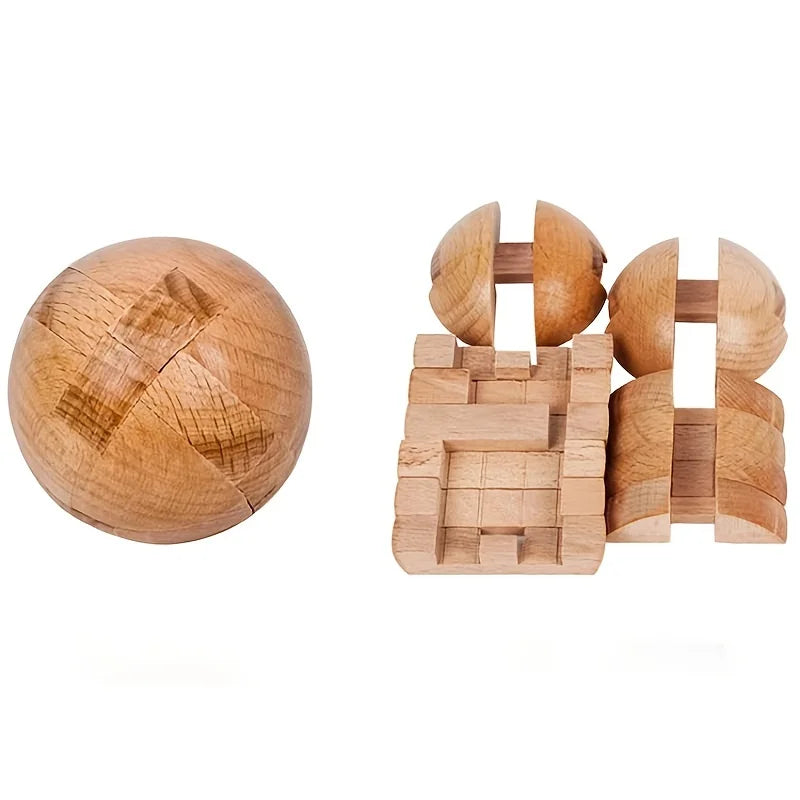 3D Wooden Puzzle Balls Brain Teaser Desktop Decoration Holiday Gift Toys