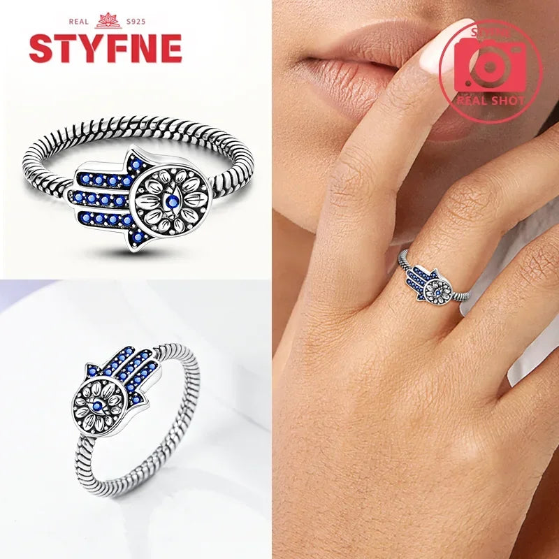 925 Sterling Silver Blue Evil Eyes Ring Original Design Zircon Finger Lucky Sign Rings for Women High Quality Fine Jewelry Gift