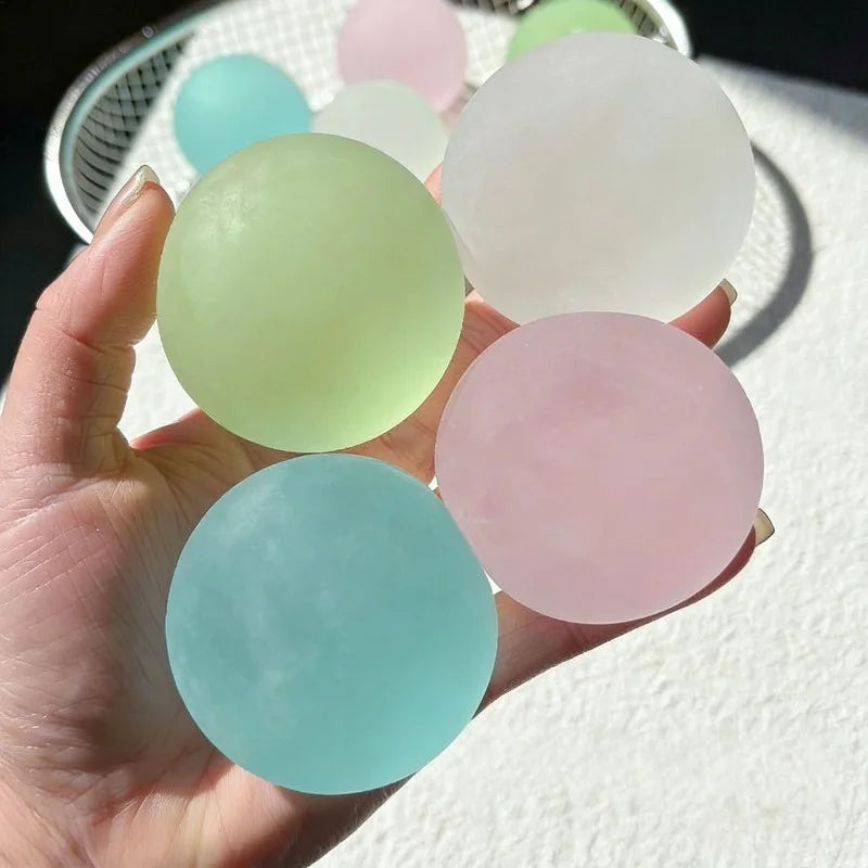 Squishy Blue Maltose Fidget Toy, Soft Pink Mochi Sensory Squeeze, Coconut Oil Ball Slow-Rebound Decompression Toy Xmas Gift