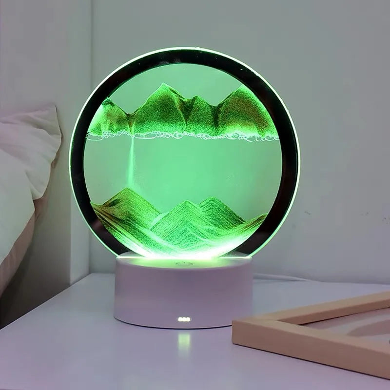 3D Quicksand Table Lamp – Hourglass Sand Art Mood Light