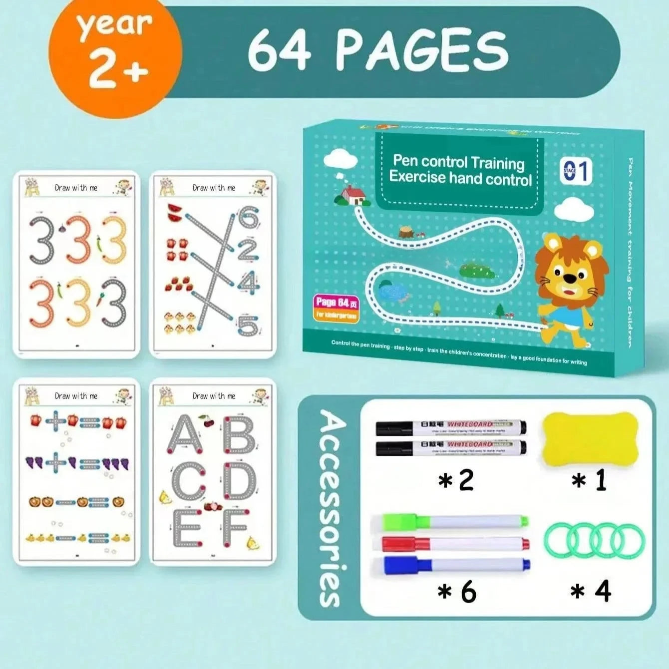 Montessori Magical Tracing Workbook – Reusable Pen Control & Early Learning Activity Set for Toddlers