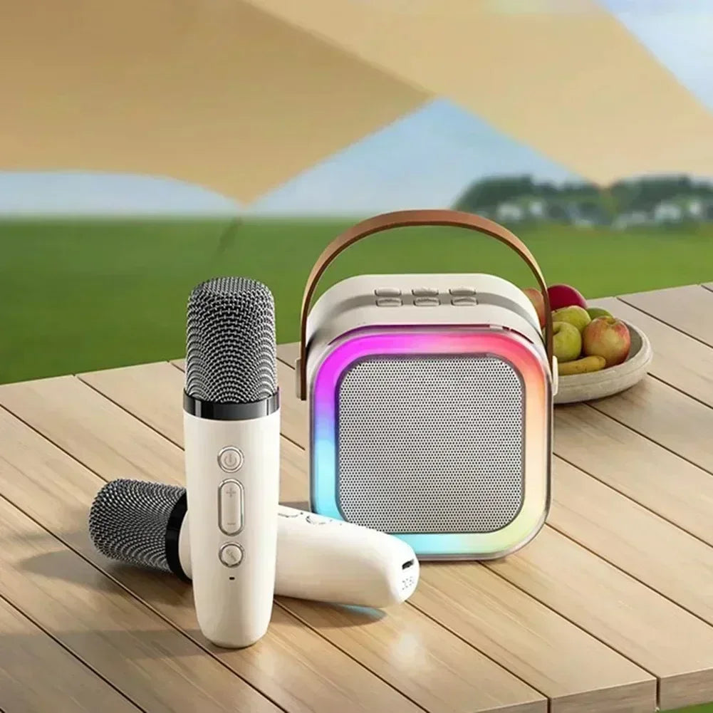 K12 Portable Mini Karaoke Machine Bluetooth Speaker with 1 or 2 Wireless Microphones
