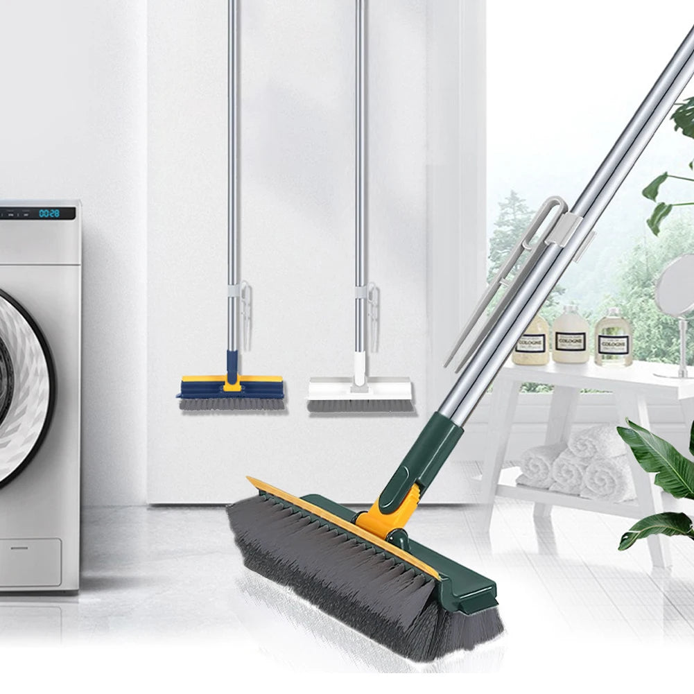 3 in 1 Floor Scrub Brush 180°Rotating Long Handle Stiff Bristle Floor Brush Grout Brush Tile Brush for Cleaning Shower Bathroom