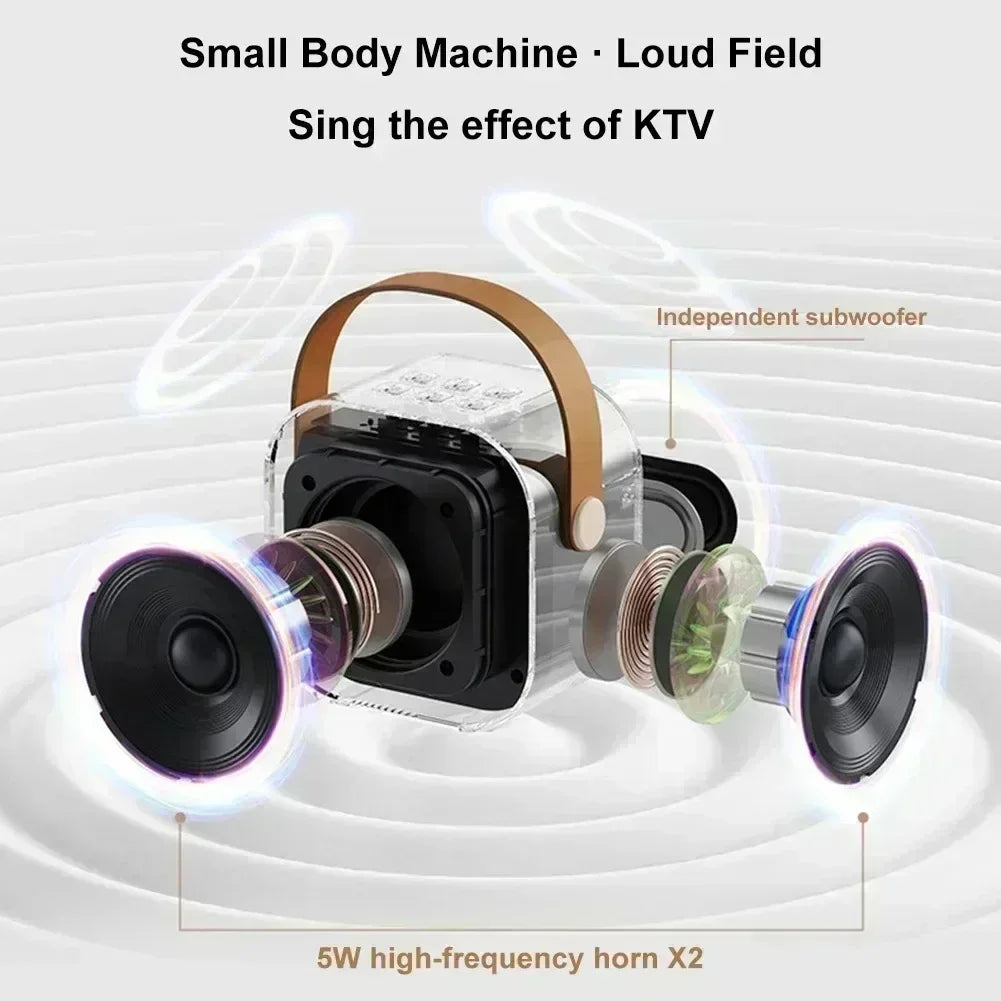 K12 Portable Mini Karaoke Machine Bluetooth Speaker with 1 or 2 Wireless Microphones