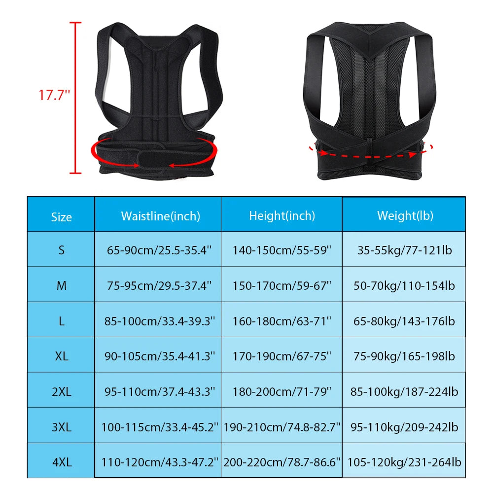 Adjustable Back Posture Corrector Belt – Lumbar & Shoulder Support for Men & Women