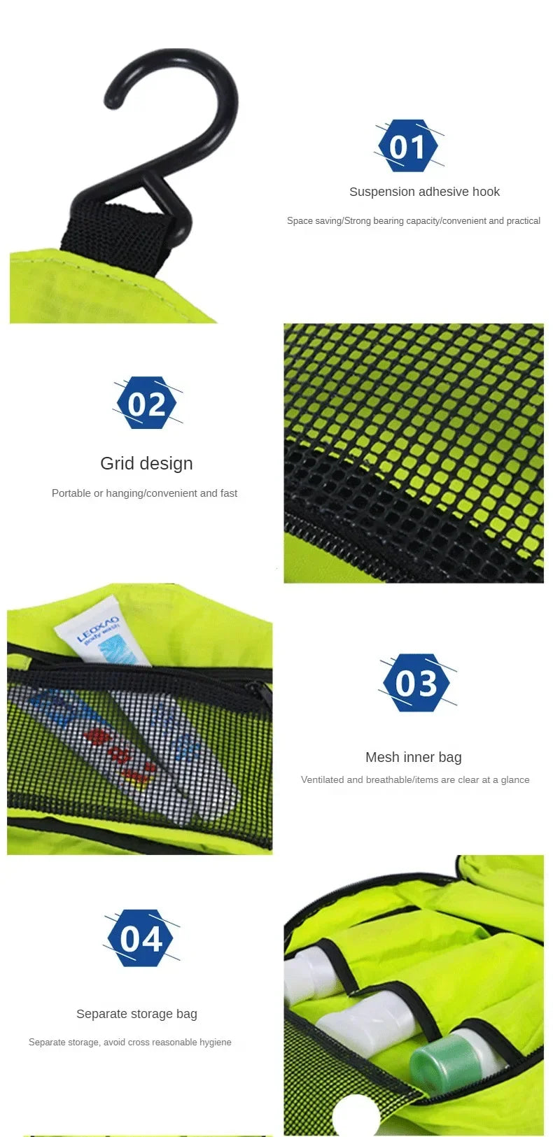 Large Waterproof Hanging Toiletry Bag – Travel Organizer for Men & Women Cosmetic & Bathroom Kit
