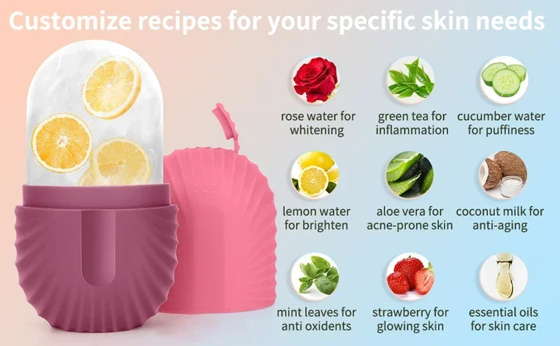 Ice Face Roller – Silicone Ice Cube Facial Massager for Puffy Eyes, Pore Tightening & Skin Refresh