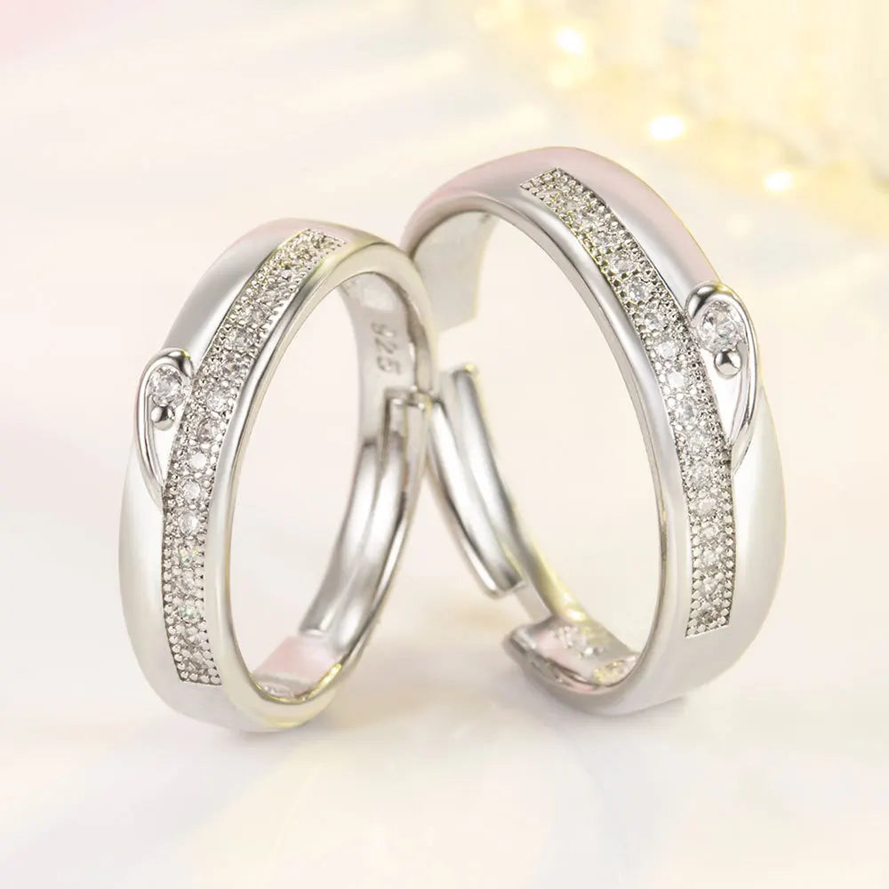 2Pcs 925 Sterling Silver Couples Ring Sets Light Polishing Simple Ring for Woman Man Classic Wedding Fine Jewelry Circle