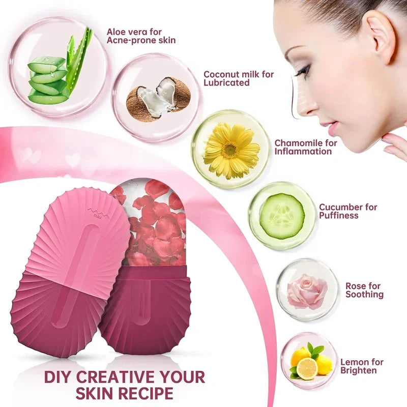 Ice Face Roller – Silicone Ice Cube Facial Massager for Puffy Eyes, Pore Tightening & Skin Refresh