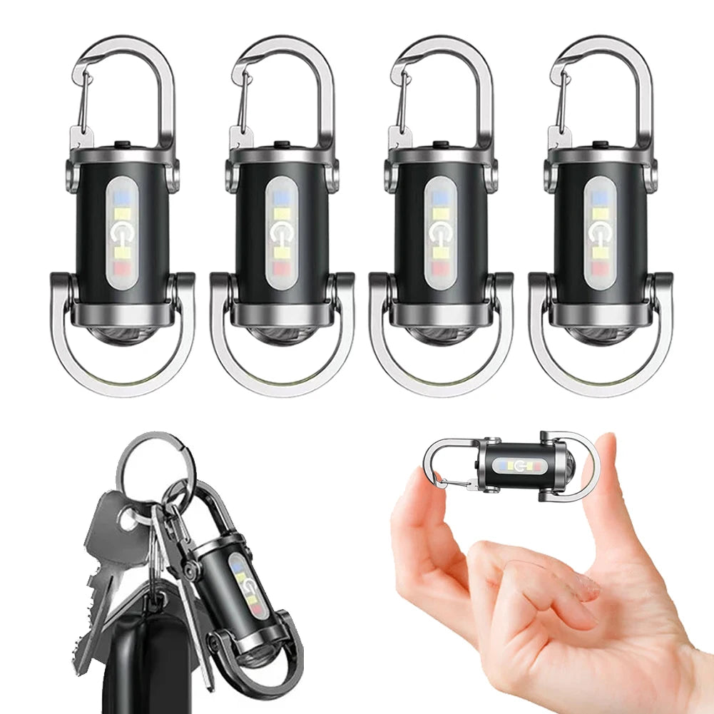 Rechargeable COB LED Keychain Flashlight – Multifunctional Portable Pocket Torch for Camping & Hiking