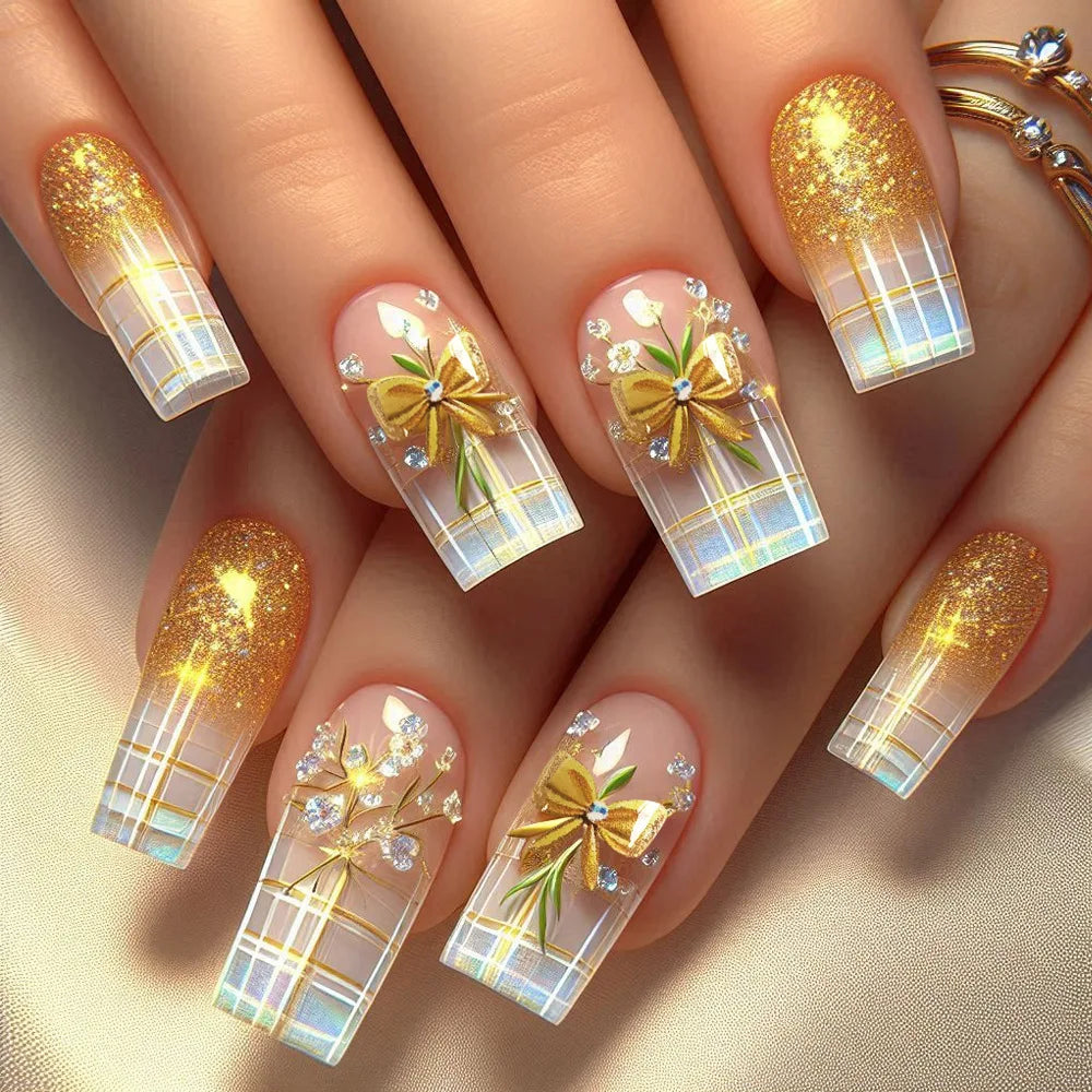 24pcs Simple French Press on Nails Tips Love Stripe Design Short Square False Nails Woman Acrylic Full Cover Nail Art Fake Nail