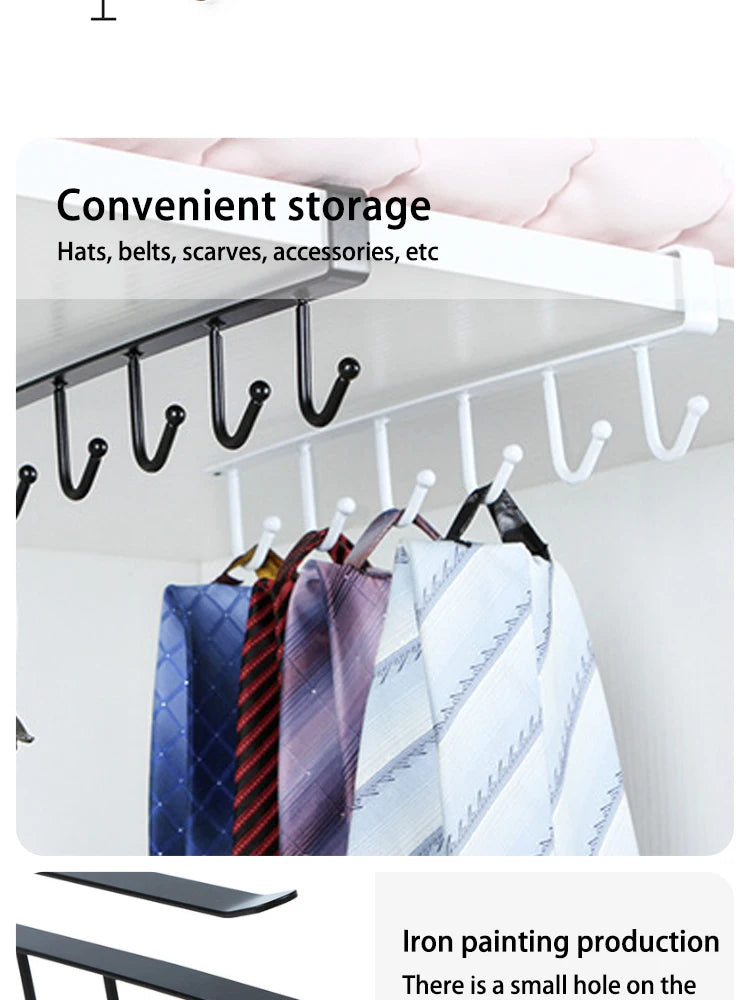 Under Cabinet Kitchen Storage Rack 6 Hooks Mug Cup Holder Hanging Organizer