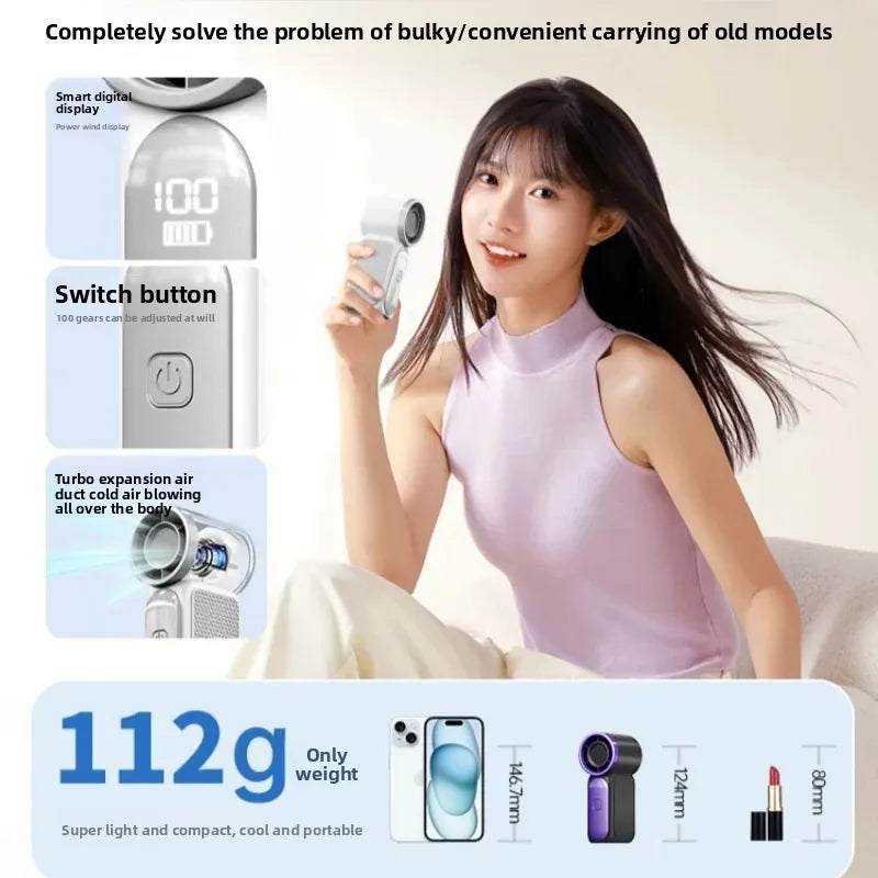 Mini Handheld Turbo Fan Portable High Speed Cooling Blower with 100 Speed Settings