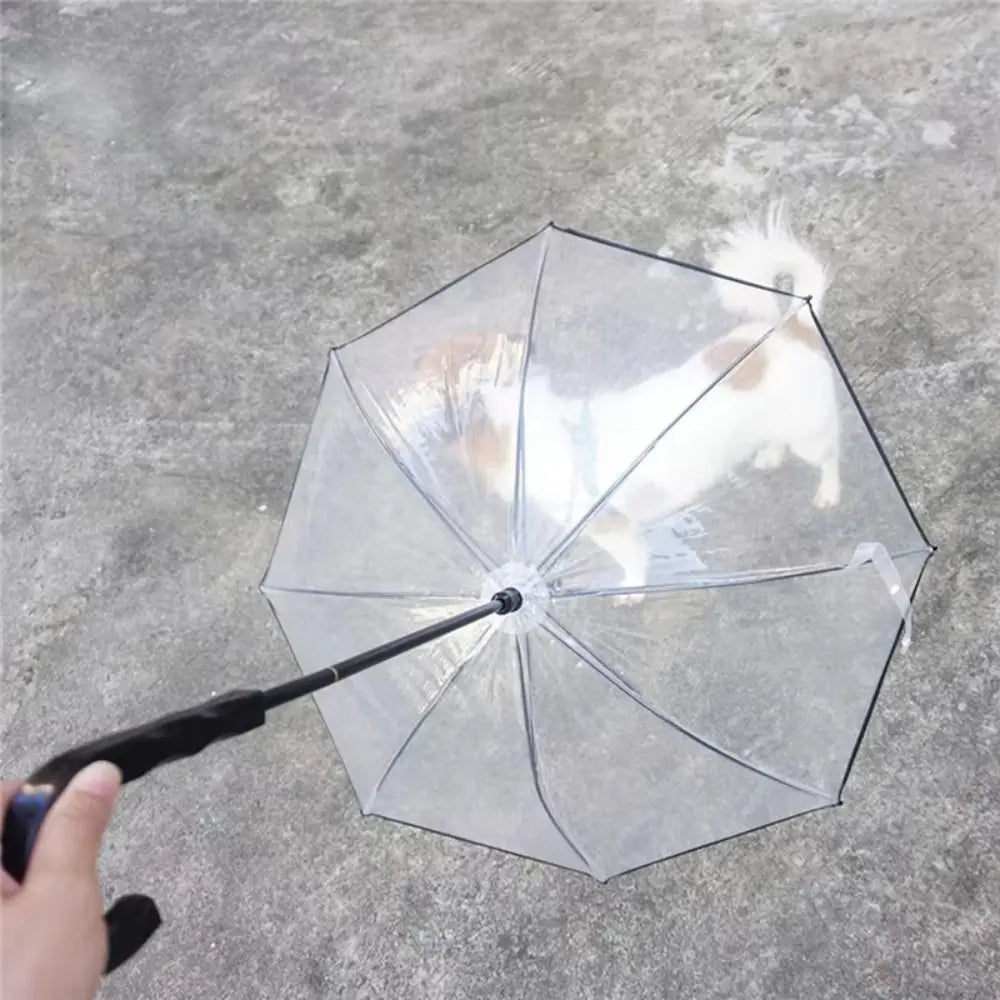 Clear Dog Umbrella with Leash – Adjustable Rainproof Pet Poncho for Rain & Snow