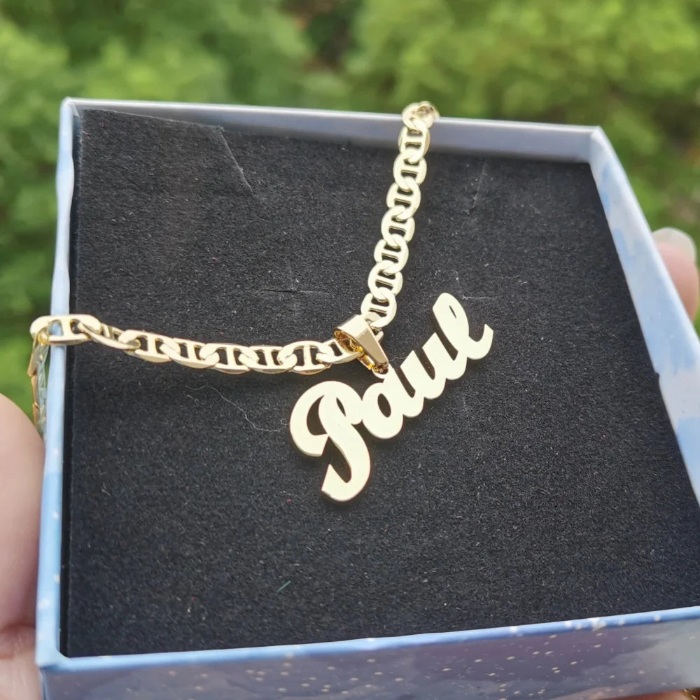 LeeChee Customized Name Letter Necklace | Stainless Steel Handmade Jewelry for Men