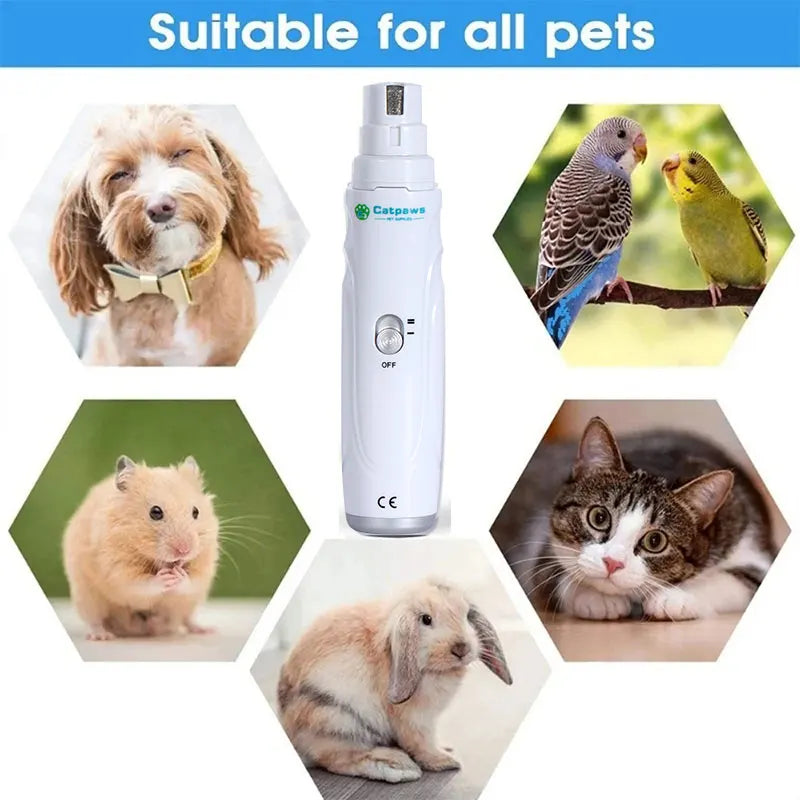 Electric Pet Nail Grinder & Trimmer – USB Rechargeable Quiet 2-Speed Dog & Cat Nail Care Tool