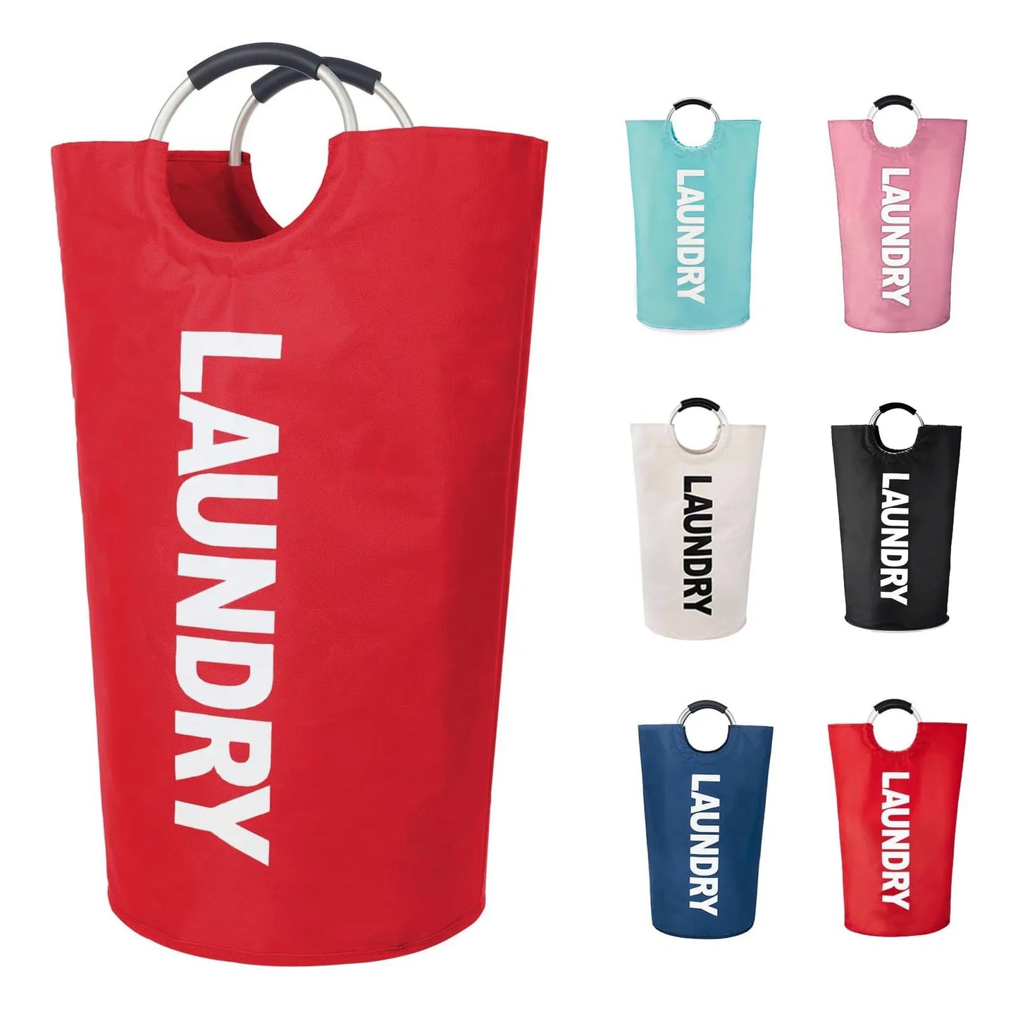 Large Laundry Basket, Laundry Hamper Stands Up Well, Laundry Bag with Padded Handles, Waterproof Clothes Bin Collapsible