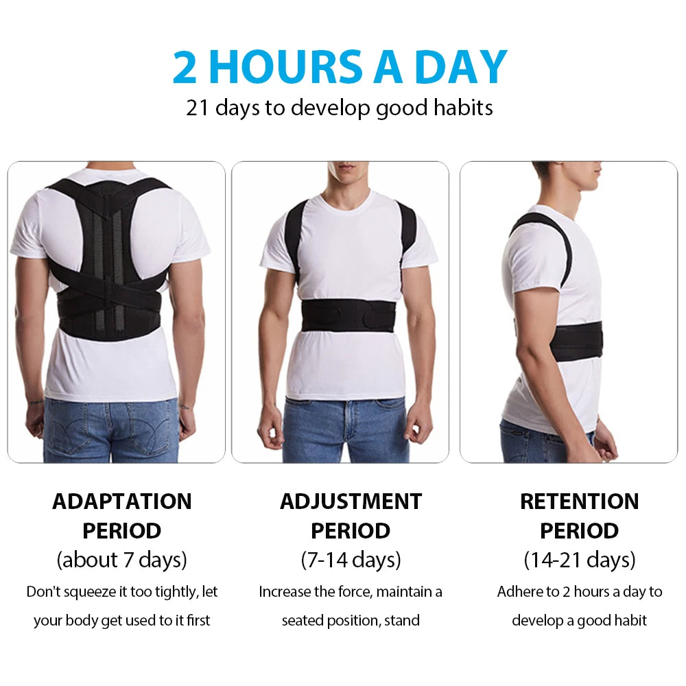 Adjustable Back Posture Corrector Belt – Lumbar & Shoulder Support for Men & Women