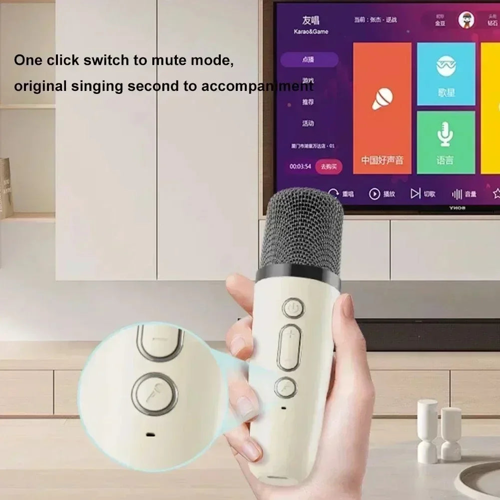 K12 Portable Mini Karaoke Machine Bluetooth Speaker with 1 or 2 Wireless Microphones