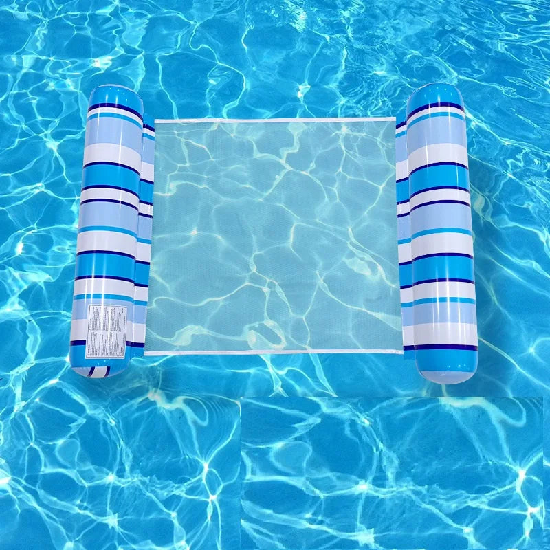 Inflatable Stripe Pool Hammock Lounge Chair | Floating Water Mattress
