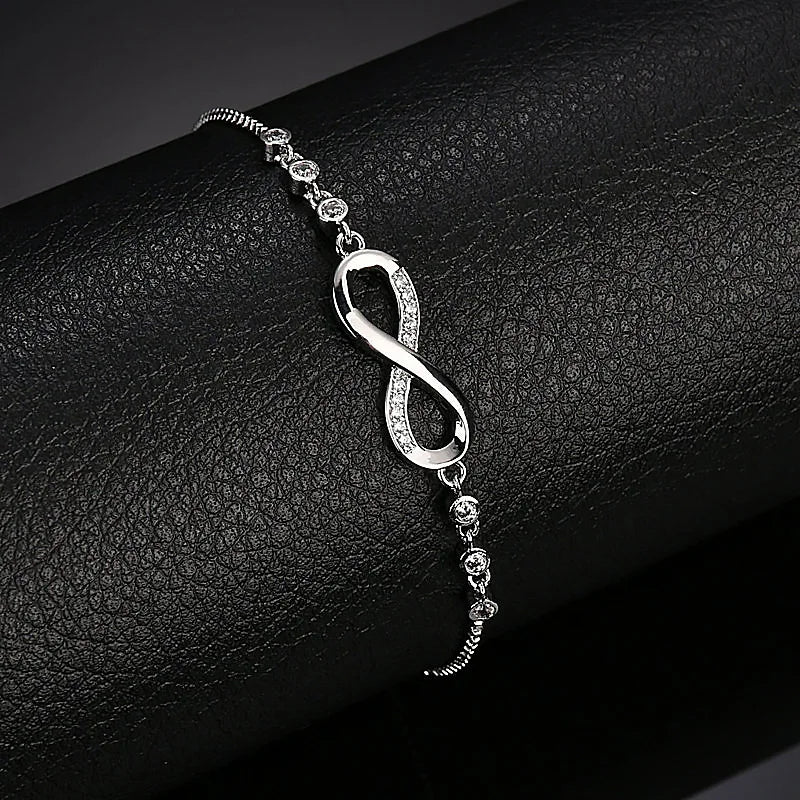 925 Sterling Silver Crystal Adjustable Knot Bracelet