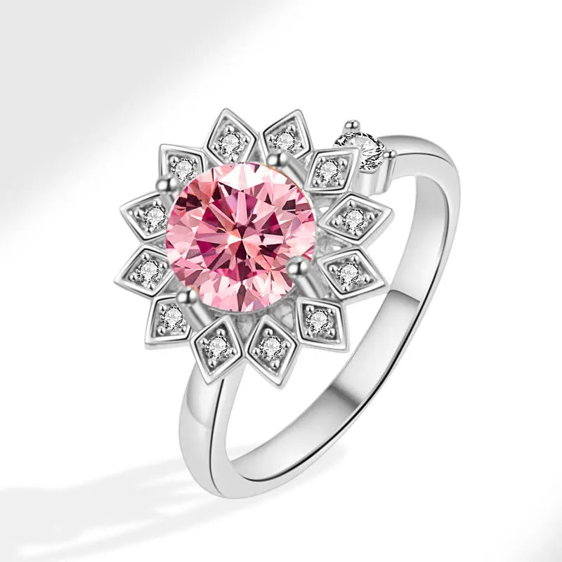 925 Sterling Silver Rotatable Sunflower Ring
