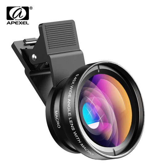 APEXEL 2-in-1 Phone Lens Kit – 0.45x Wide Angle & 12.5x Macro HD Camera Lens for Smartphones