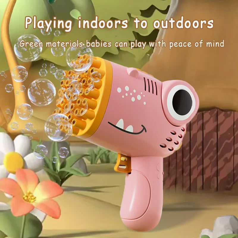 40-Hole Dinosaur Electric Bubble Gun - Handheld Machine for Kids & Parties