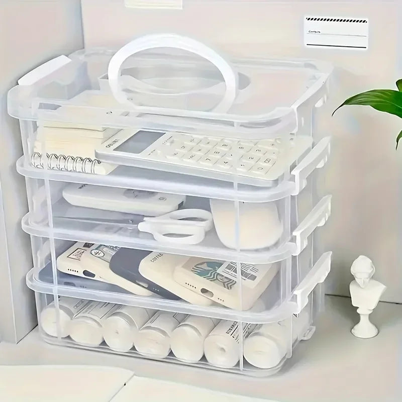 4-Tier Stackable Clear Storage Box with Lid