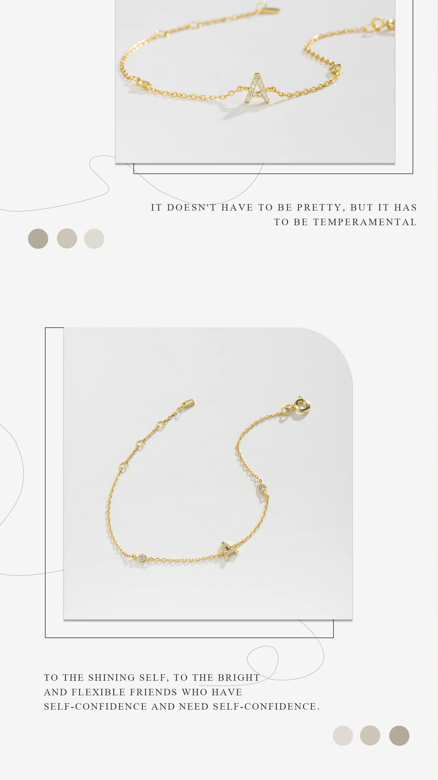 925 Sterling Silver Initial Letter Bracelet Gold CZ Zircon Alphabet Monogram
