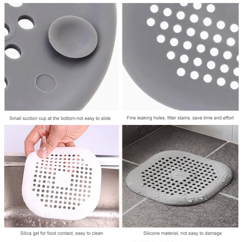 Silicone Sink Strainer Shower Drain Hair Catcher Bathtub Floor Filter Plug Cover