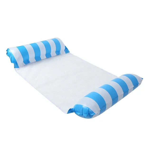 Inflatable Stripe Pool Hammock Lounge Chair | Floating Water Mattress