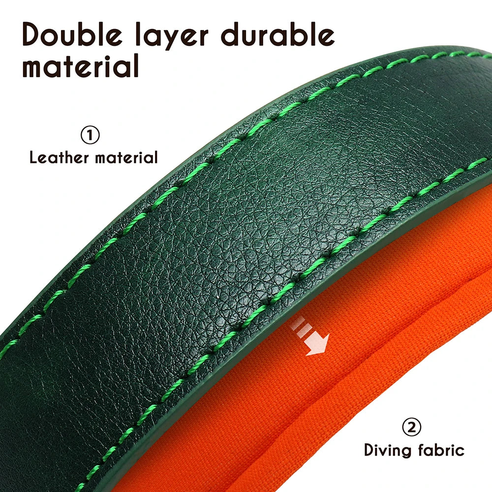 Customized PU Leather Dog Collar – Soft Padded Adjustable Name Engraved Collar