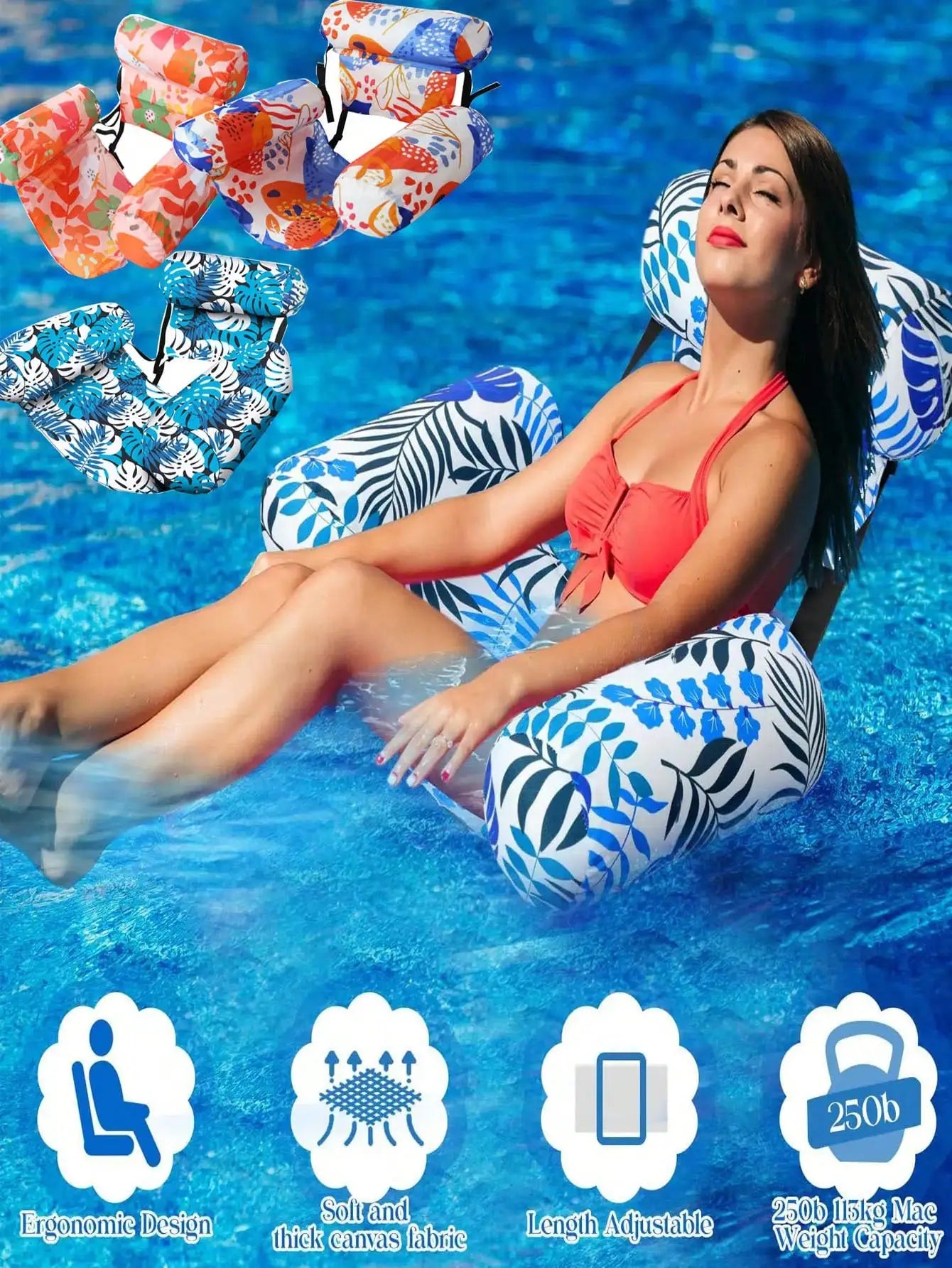 JOYFY 4-in-1 Suntan Tub Raft Floatie - 70" Inflatable Pool Float Lounger