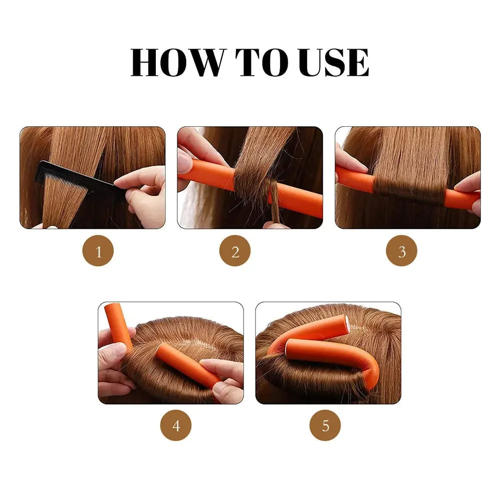 10pcs Flexible Hair Curling Rods Soft Foam Bendy Twist Flexi Rollers No Heat Styling