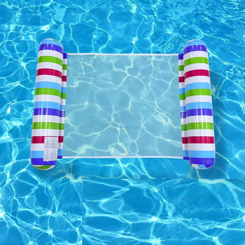 Inflatable Stripe Pool Hammock Lounge Chair | Floating Water Mattress