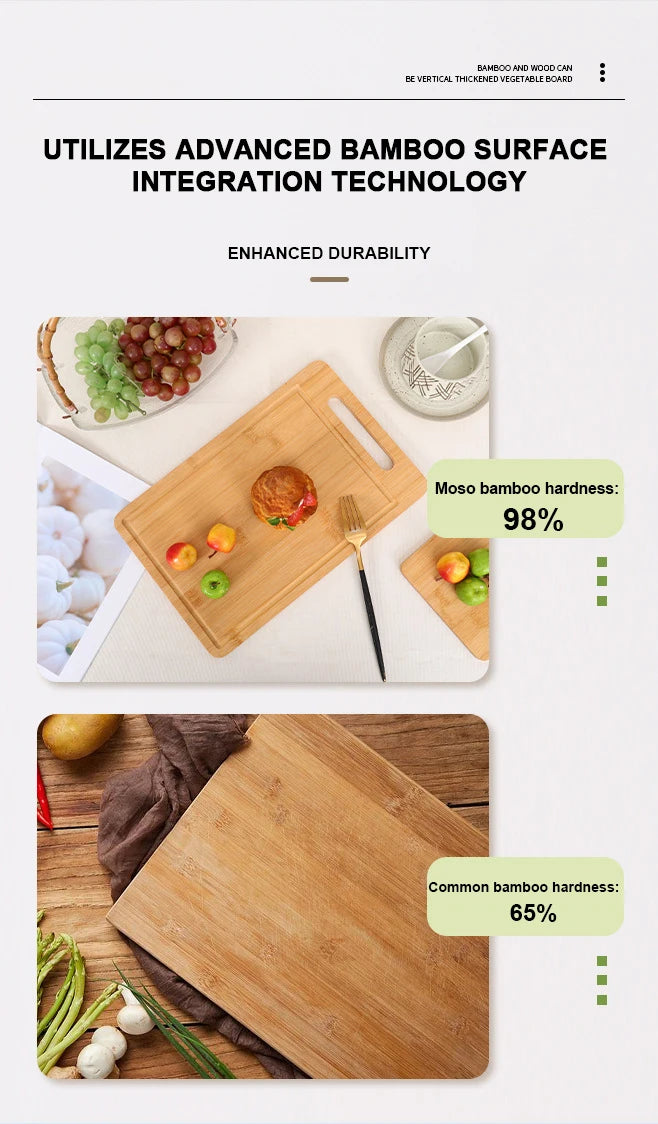 WXCOO Double-Sided Bamboo Cutting Board Natural Moso Bamboo Anti-Mold Kitchen Chopping Board Household Bamboo Board Tools