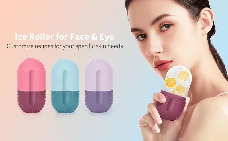 Ice Face Roller – Silicone Ice Cube Facial Massager for Puffy Eyes, Pore Tightening & Skin Refresh