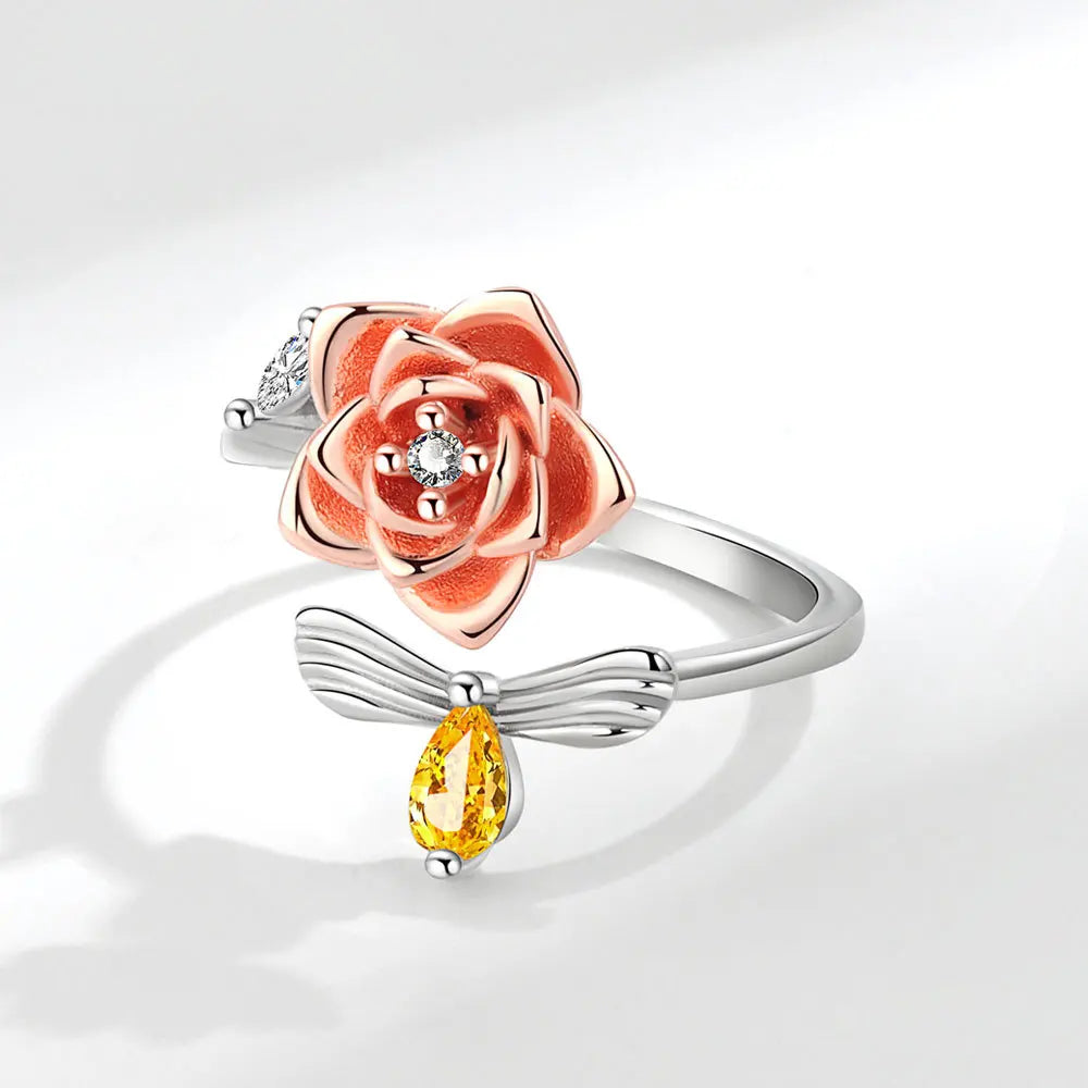 925 Sterling Silver Rotatable Sunflower Ring