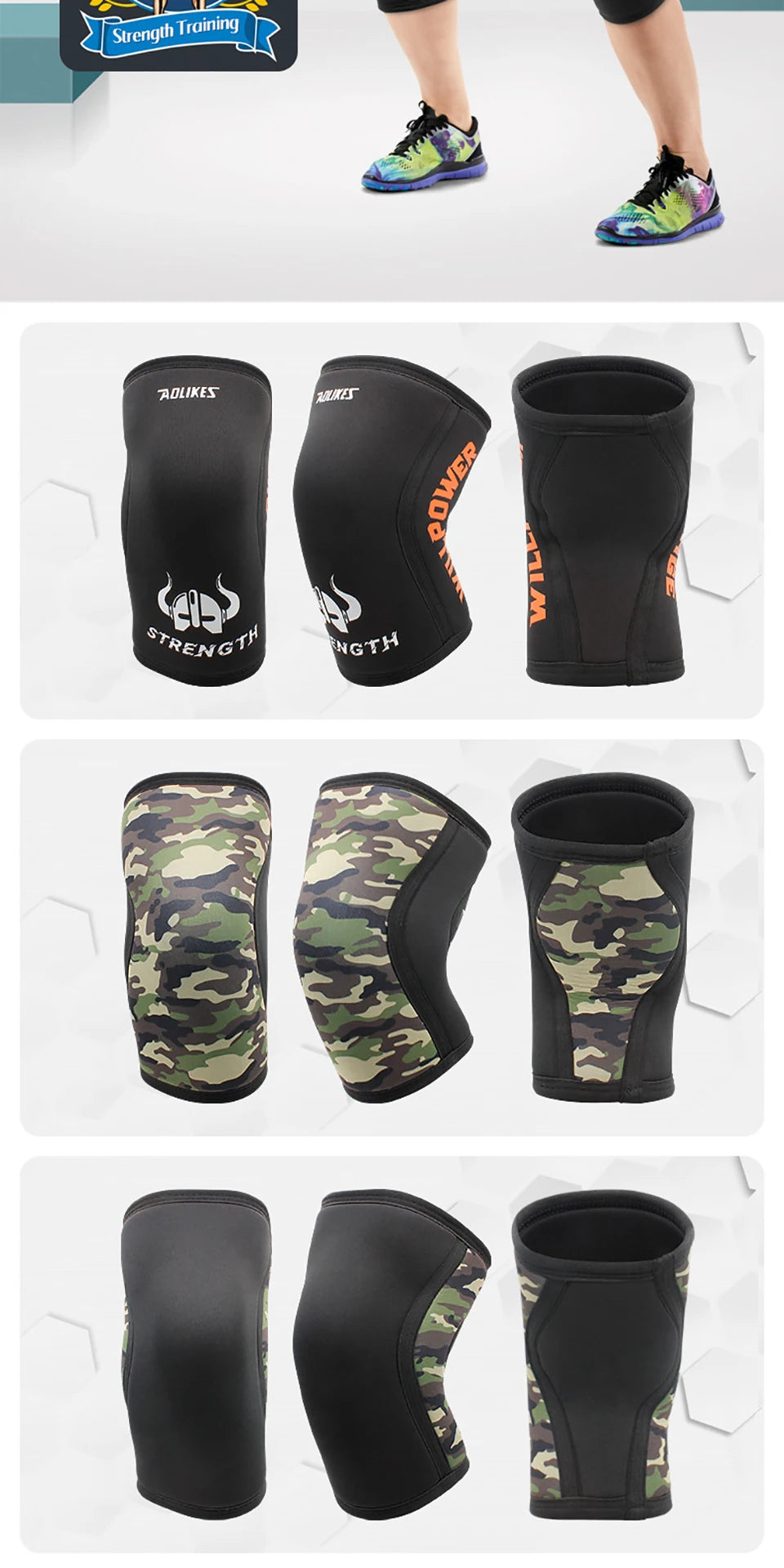 AOLIKES 7mm Neoprene Knee Pads – Compression Support for Gym & Weightlifting