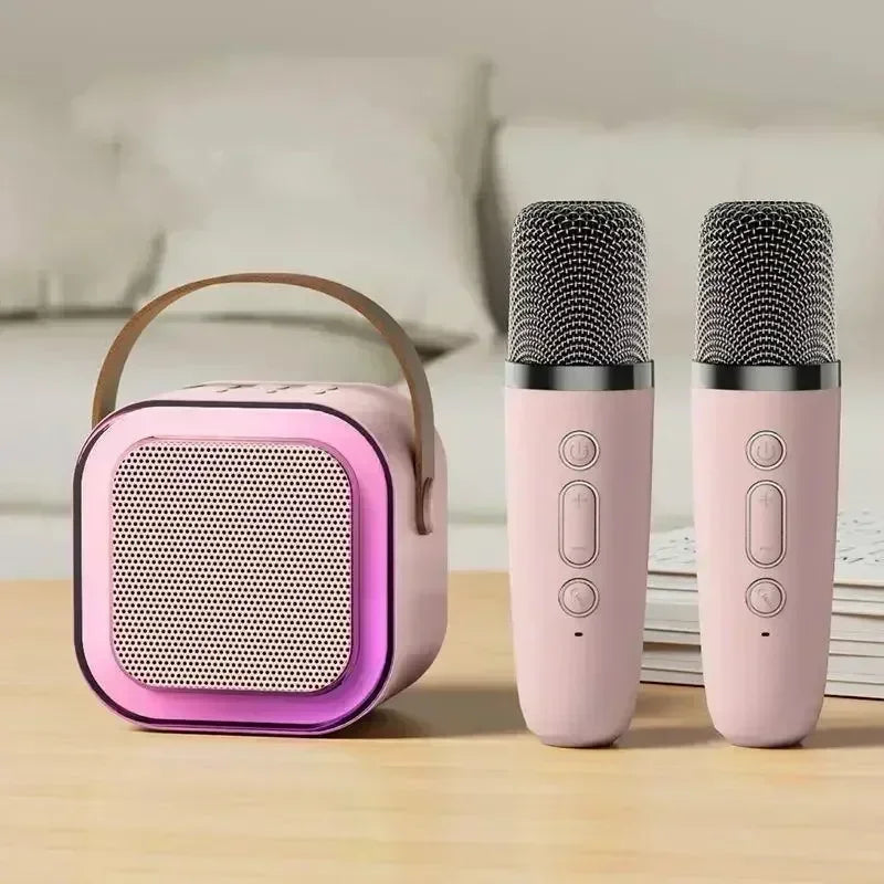 K12 Portable Mini Karaoke Machine Bluetooth Speaker with 1 or 2 Wireless Microphones