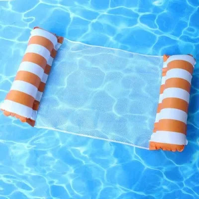 Inflatable Stripe Pool Hammock Lounge Chair | Floating Water Mattress